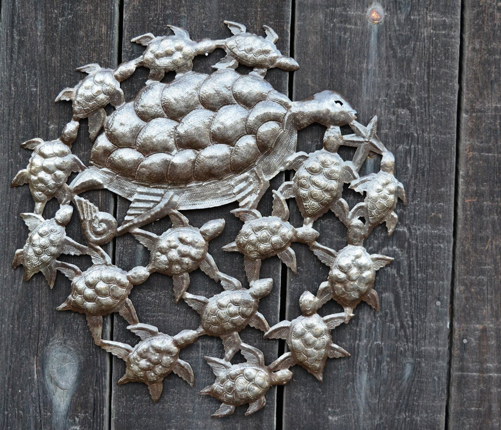 Haitian Metal Wall Art Turtles