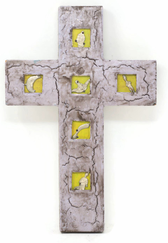 Milagro Cross with Tiny Glass Windows 12" x 8" x 1" Folk Art 171