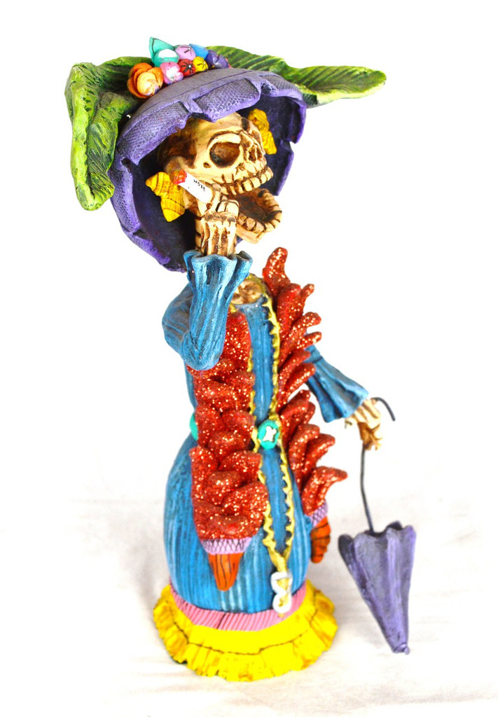 Jose Juan Catrina Handmade  Clay Sculpture 4" x 10"