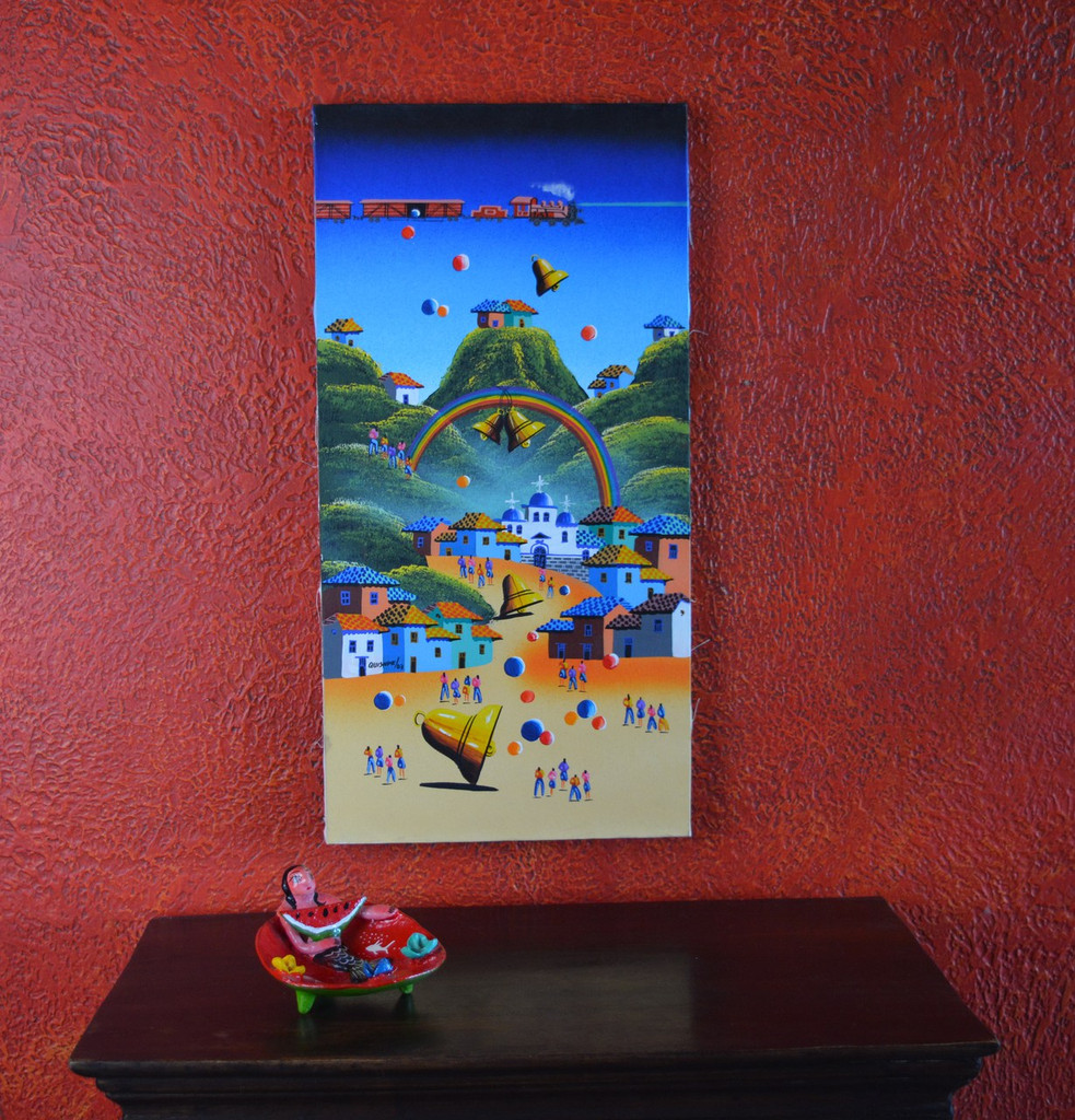 tigua ecuador, hand painted on sheepskin, fair trade project, fine