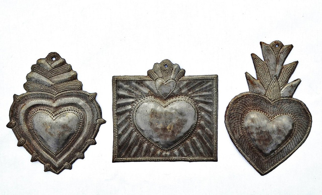 milagro hearts, set of 3, handmade in Haiti