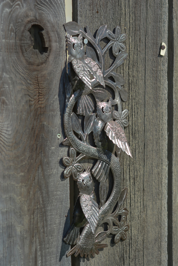 Garden Owls, Haiti Metal Wall Art, Fair Trade, steel drum art