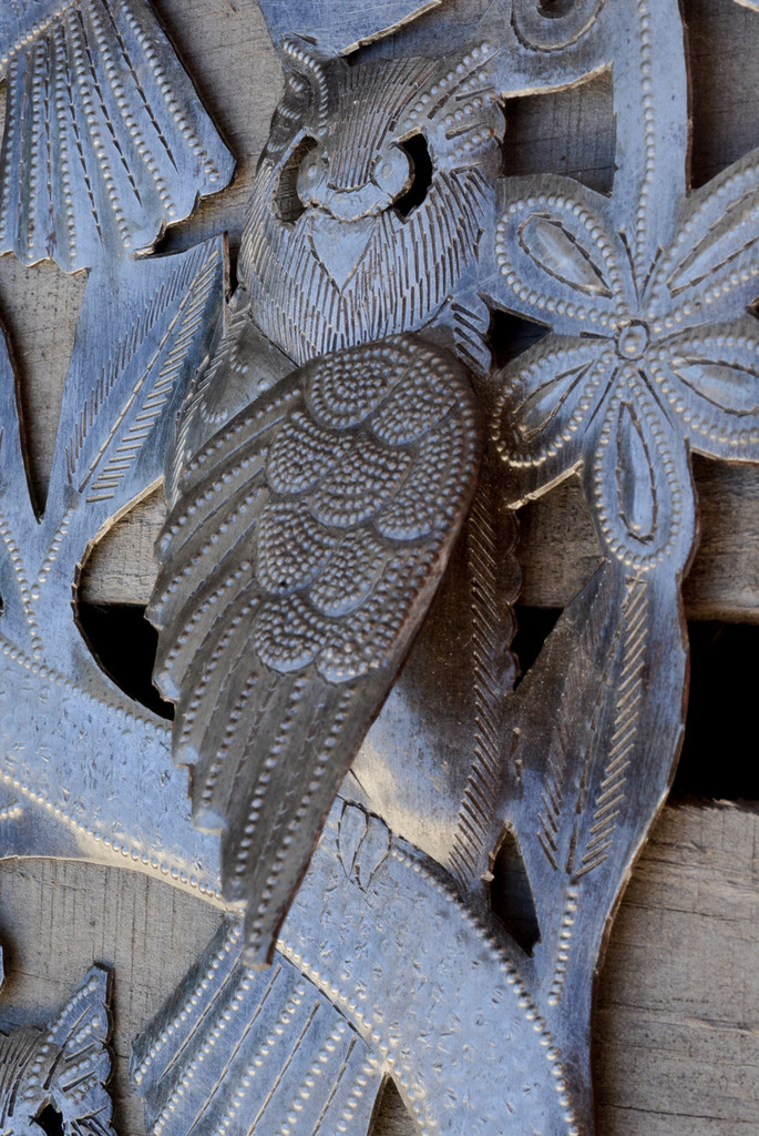 Garden Owls, Haiti Metal Wall Art, Fair Trade, steel drum art