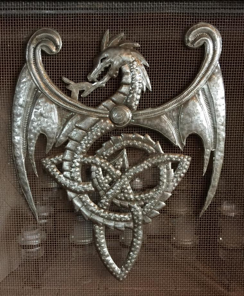 celtic dragon wall art, knot , haitian metal art