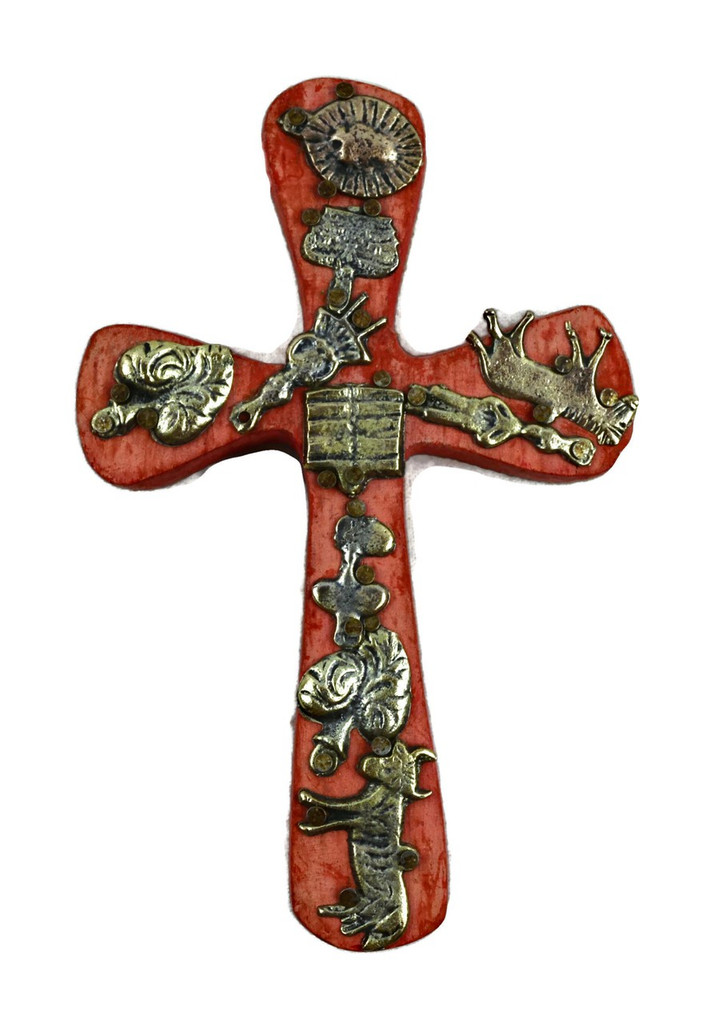 orange wooden milagro cross
