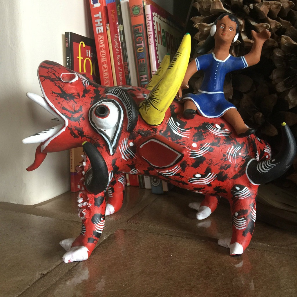 Ocumicho Mexico Girl Riding Devil Dog