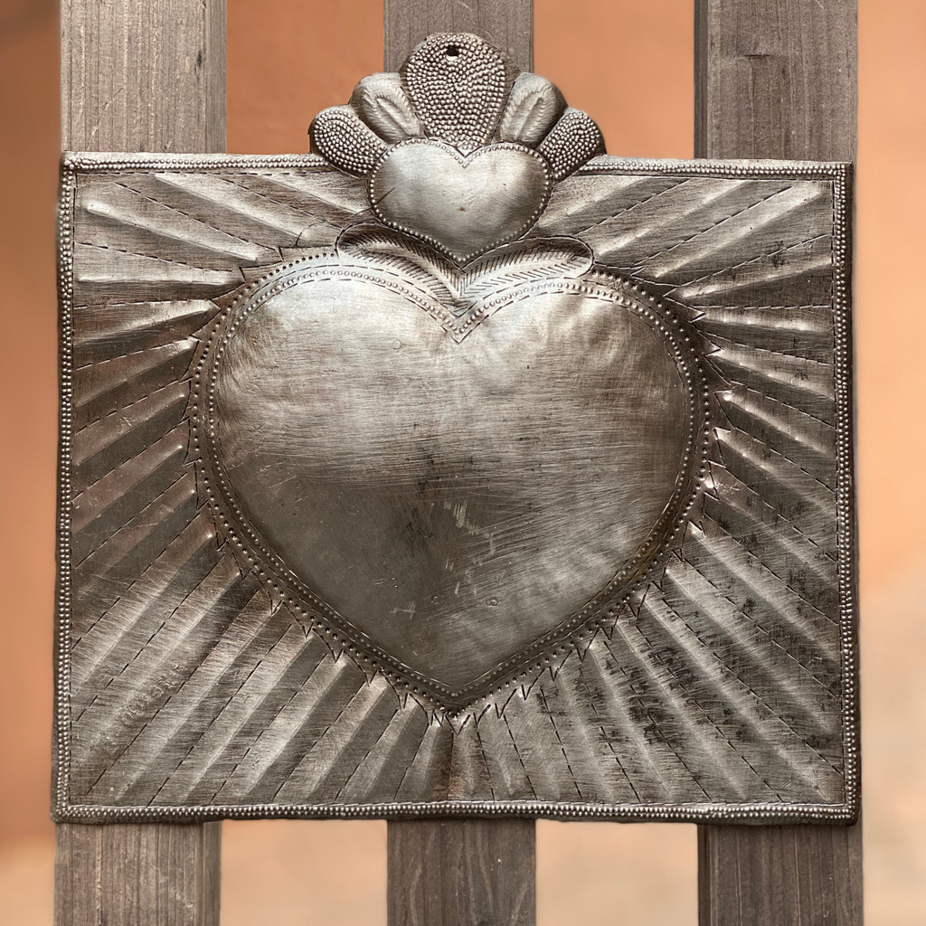 Haitian Metal Heart, Haiti Fair Trade, Square Heart SM448