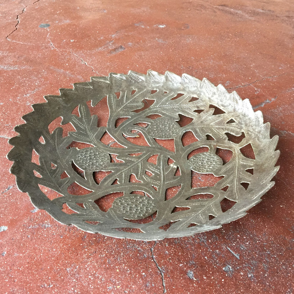 Haiti Bread Fruit Tree, Metal Tray or Bowl  11" x 11" x 1"