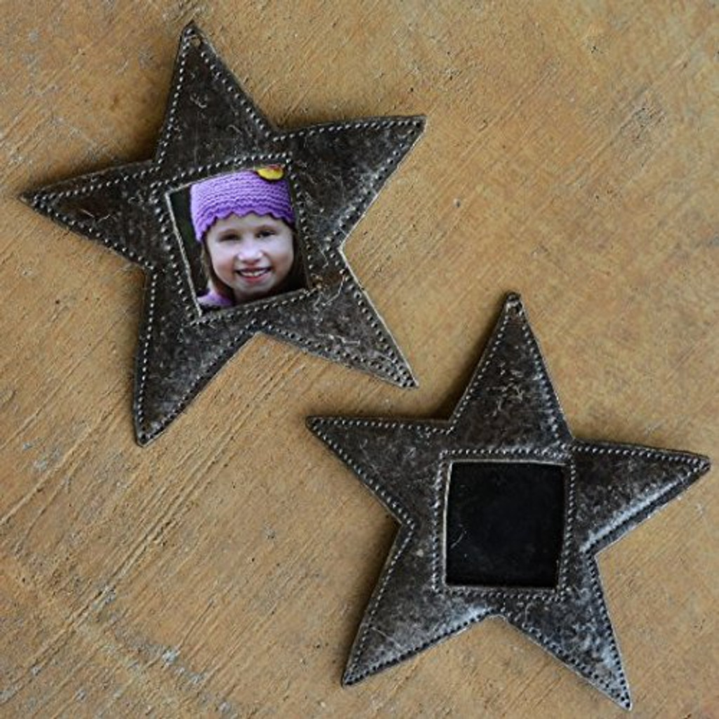 Star Ornament, Place Setting, Frame, Hang Tag, Recycled Metal Art from Haiti, 4 1/2" x 4 1/2" (sold in sets of 2)