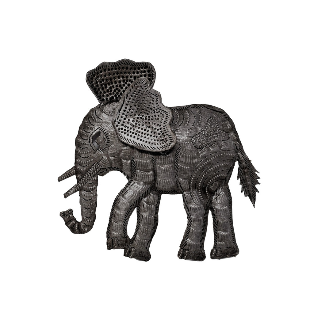 Decorative Mini Elephants, Metal Figurines, Handmade Elephant, Set of 2, 5" x 6", 6" x 6"