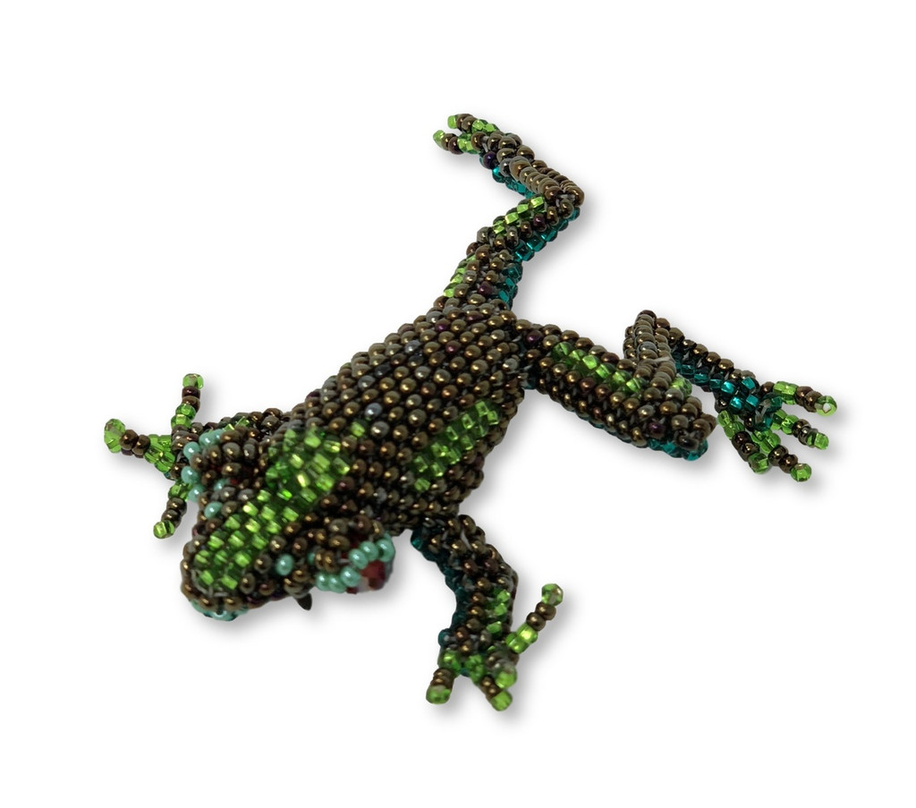 Frog, Beaded, with pin attached, Handmade in Guatemala, Jewelry accessory, Teacher gift