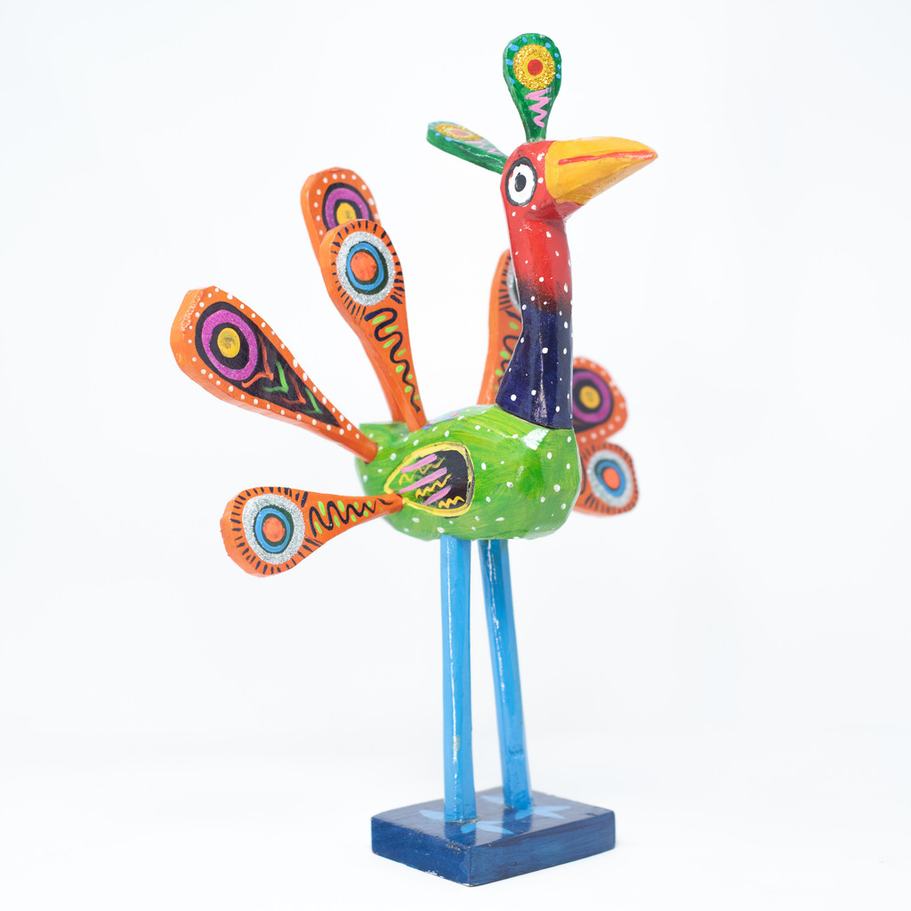 Peacock, Colorful, Whimsical, Folk Art, Unique, One-of-a-Kind