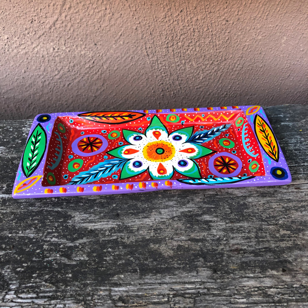 floral painted tray