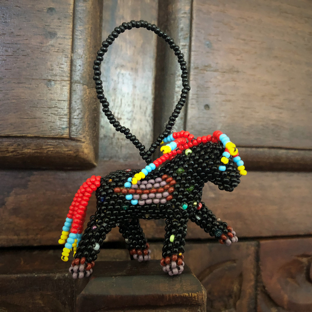 Mini Beaded Horse Black, Novelty Christmas Tree Ornaments, Holiday Decoration, Handmade in Guatemala
