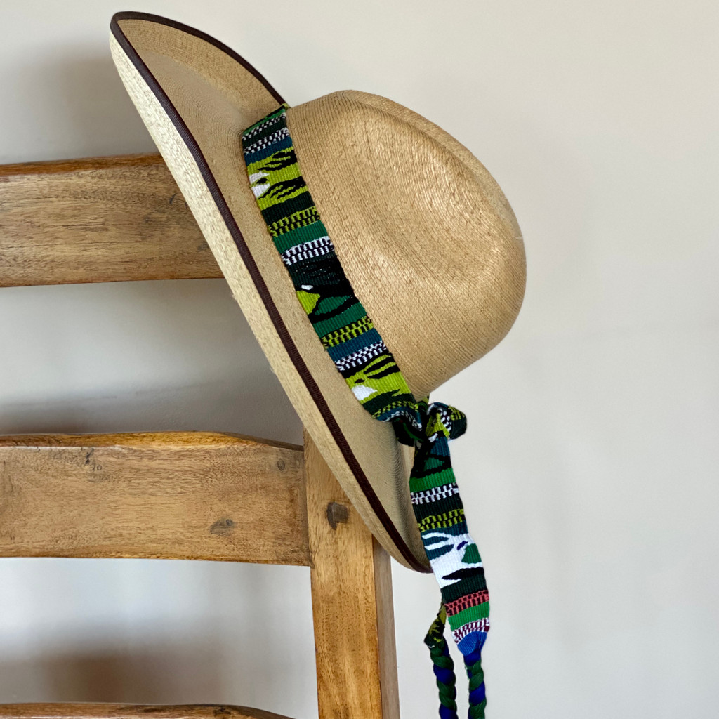 Embroidered Belts Hat Band Wrap Around Tie Blue Green Multi Color Western Guatemala, Cute Decorative Belt