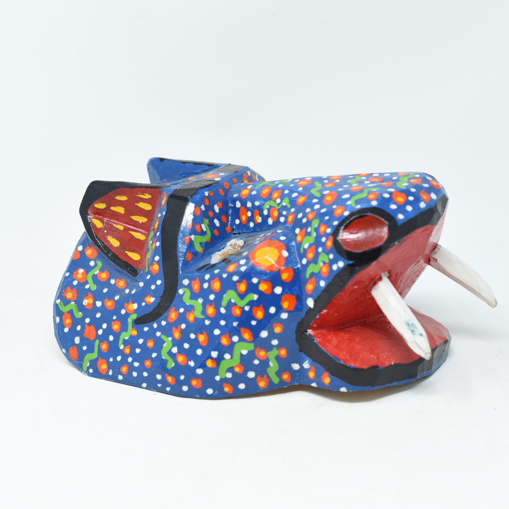 Colorful Whimsical, Traditional Dance Mask, Jaguar, Hand Carved Guatemala