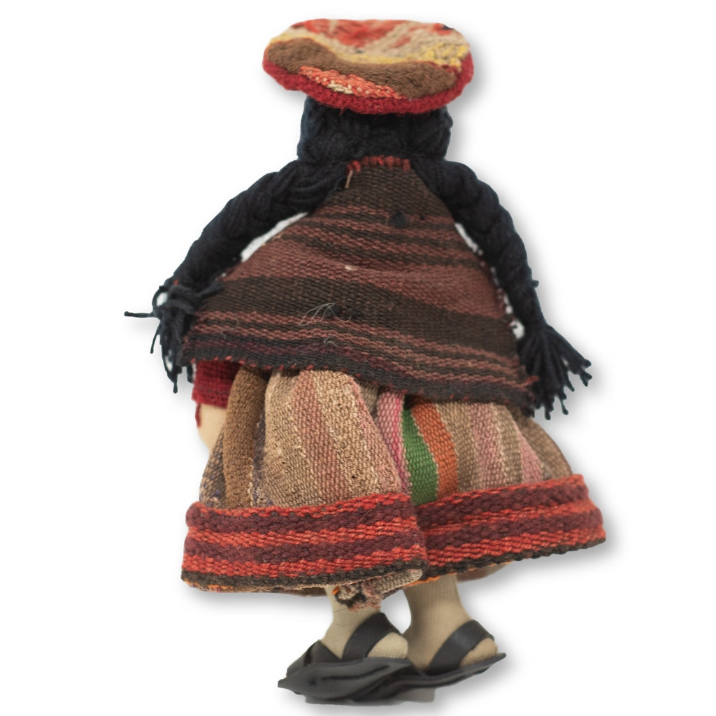 Cusco Peru Doll Handmade Cotton and Wool Traditional Dress with Baby 9" x 6" x4 "