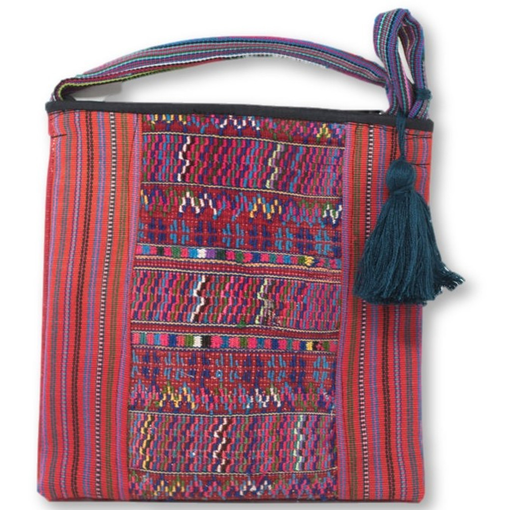 Up-cycled Traditional Huipil, from Todo Santos Guatemala, 8.5" x 9"