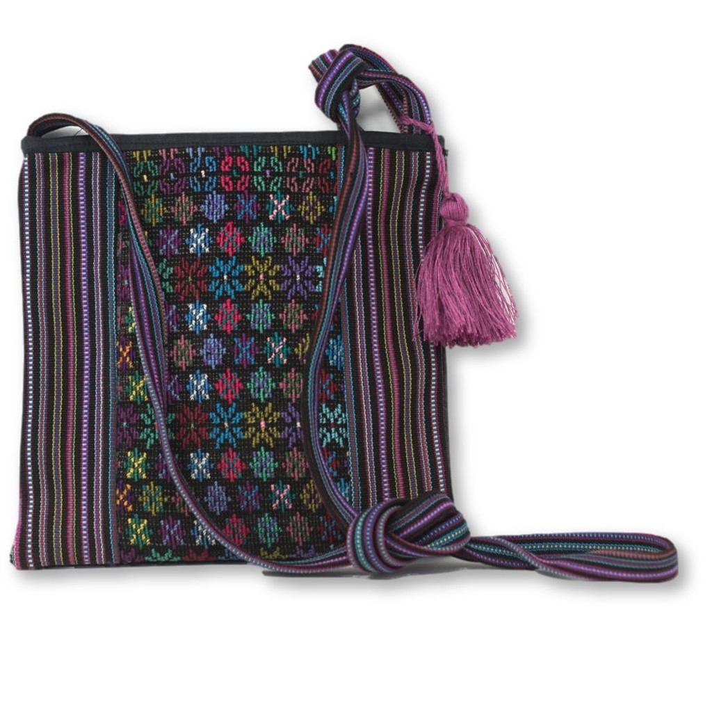 Up-cycled Traditional Huipil Bag, from Todo Santos Guatemala, 8.5" x 8.5" 086