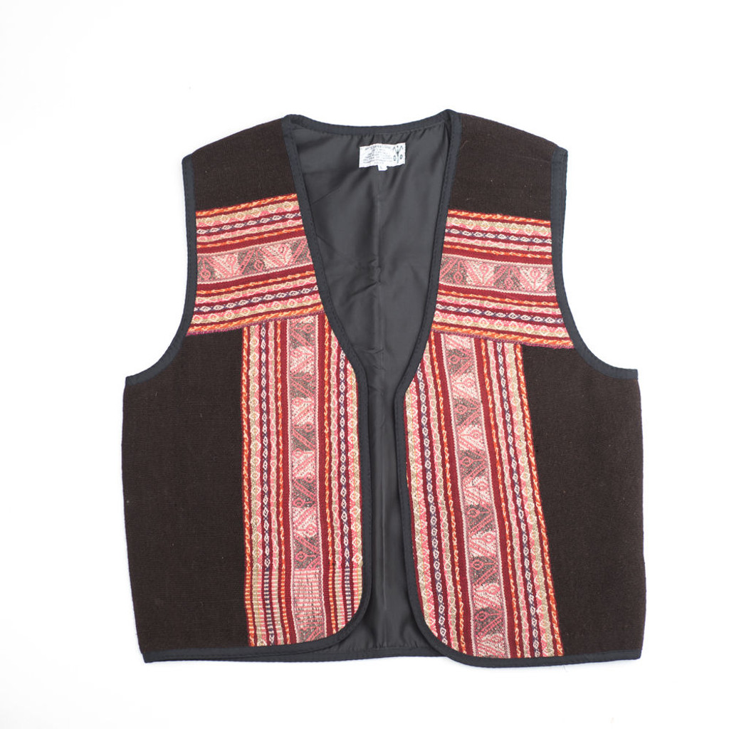 Unisex Bolivian Vest made from Traditional Antique Manta Size Large