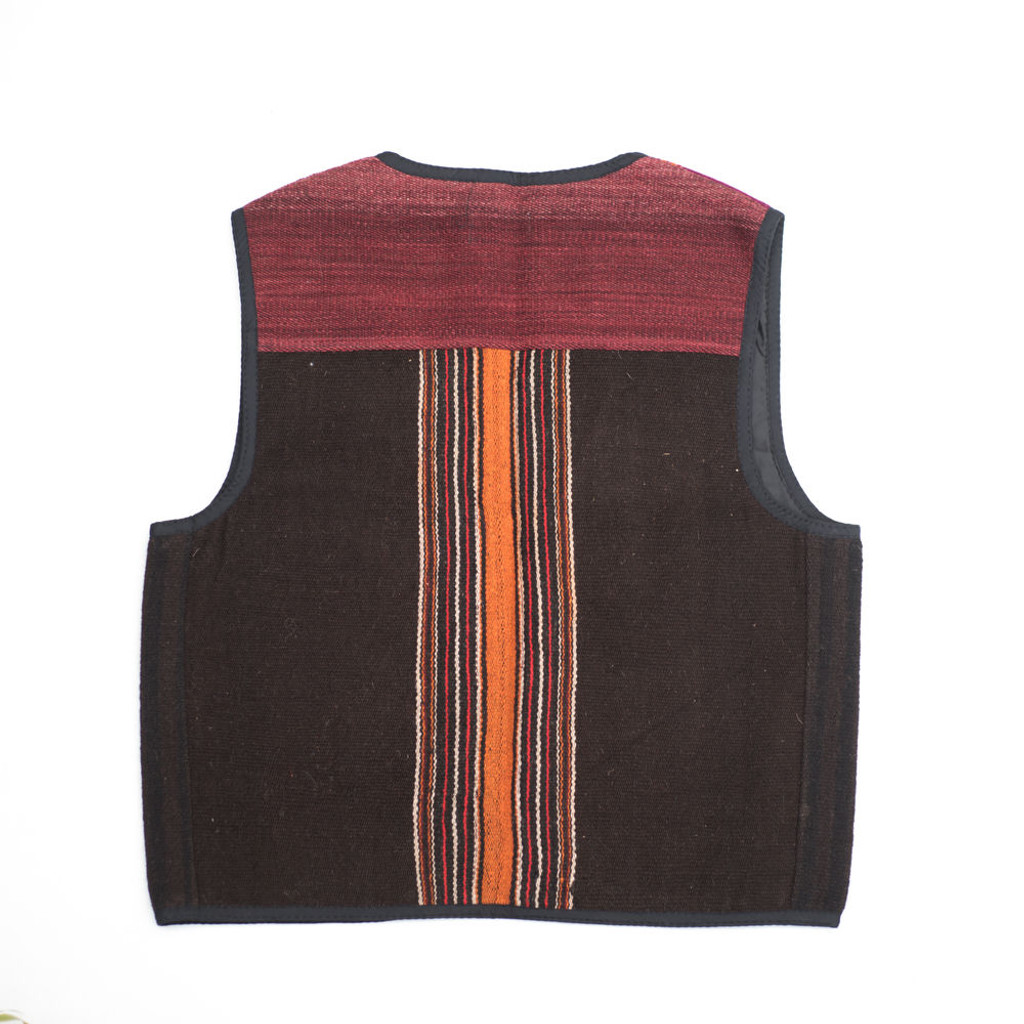 Unisex Bolivian Vest made from Traditional Antique Manta Size Large, Wool Vest 14