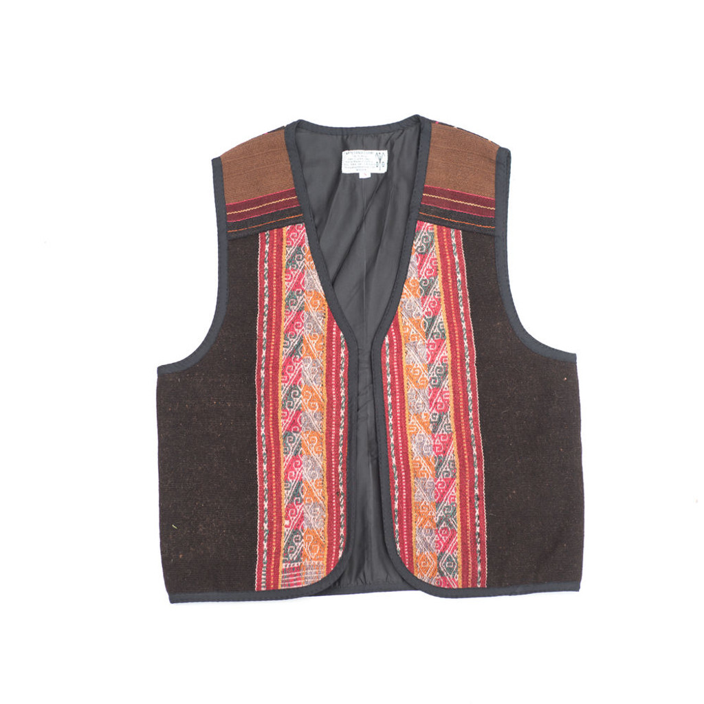 Unisex Bolivian Vest made from Traditional Antique Manta Size Small