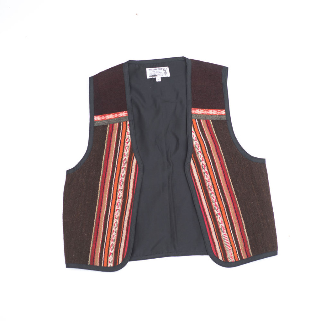 Unisex Bolivian Vest made from Traditional Antique Manta Size Small