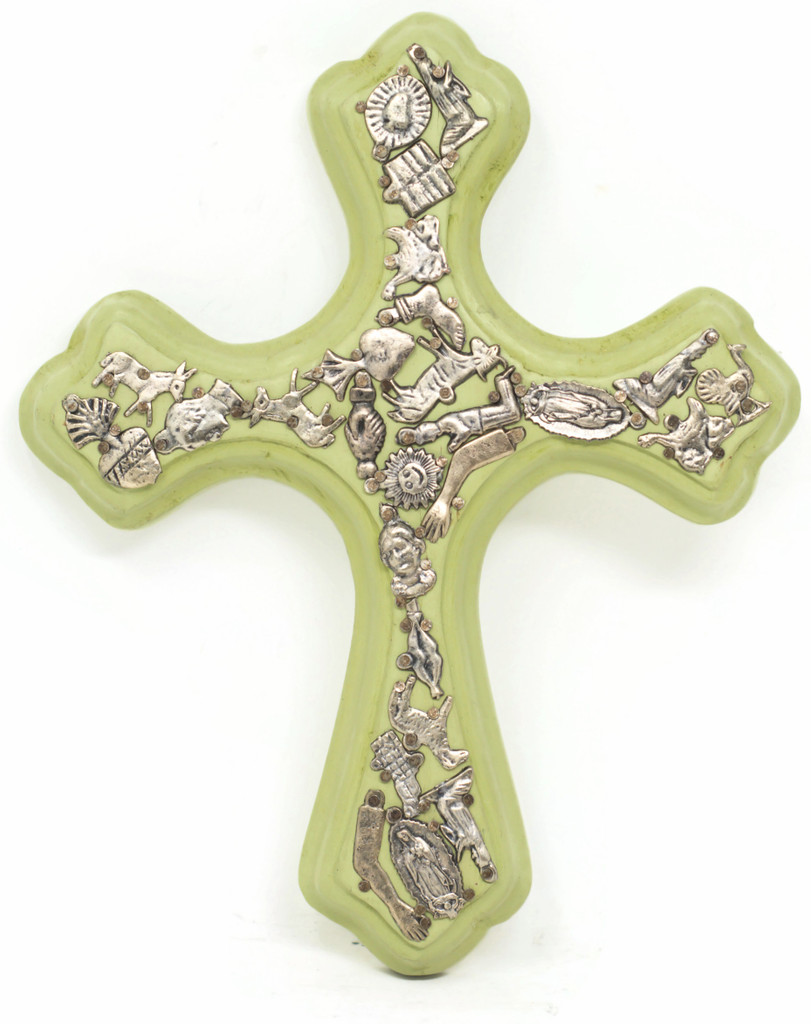 Lime Green Milagro Cross