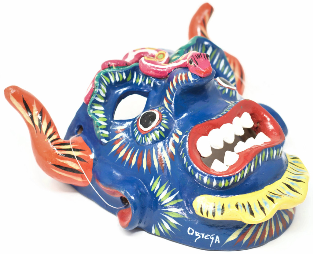 Colorful hand painted mask with whimsical detail