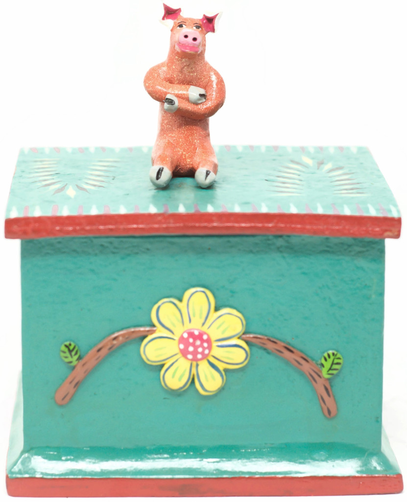 Happy Pig Box, Handmade in Mexico, One of a Kind