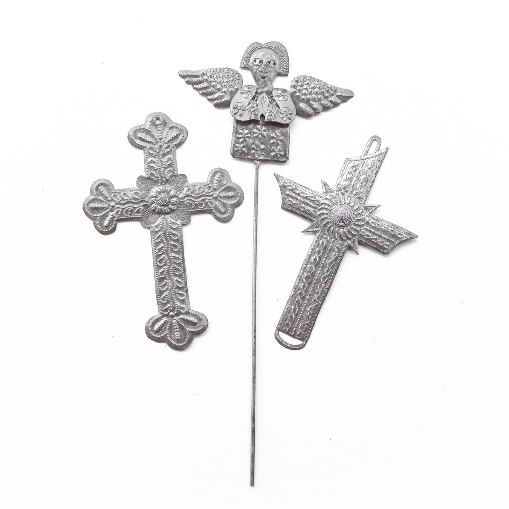 Angel, Guardian Angel, Garden Angel, Cross, Flowers, Floral Art, Garden Stakes, One-of-a-Kind, Handcrafted, Handmade, Sustainable, Eco-Friendly, Recycle, Recyclable