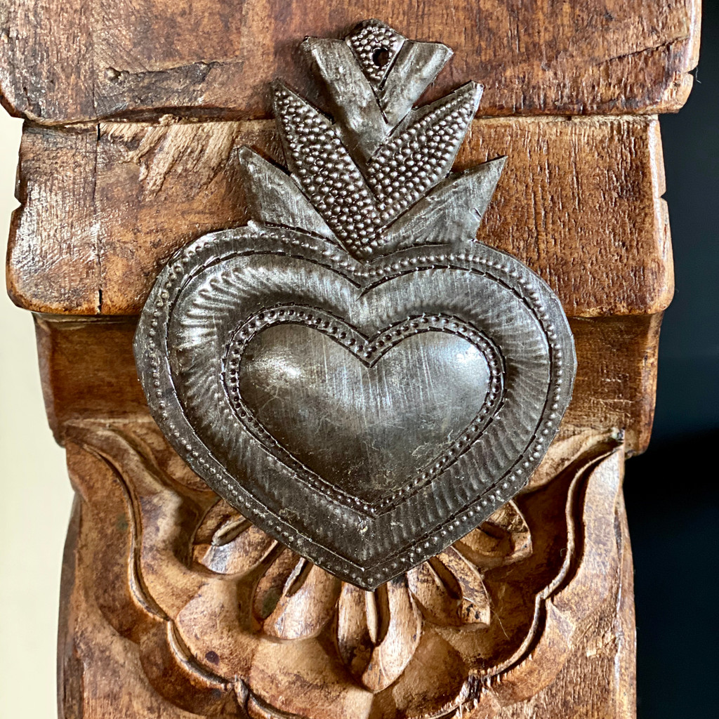 Metal Wall Art, Milagro Sacred Heart, Take Your Worry Away, Ornamental, Gift tag, Handmade in Haiti 3.75" x 3" (SM446-Indiv-F)