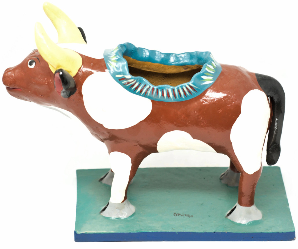 Bull Planter, One of a Kind, Handmade in Mexico, Ortega Family, 12" x 9.5" x 5.5"