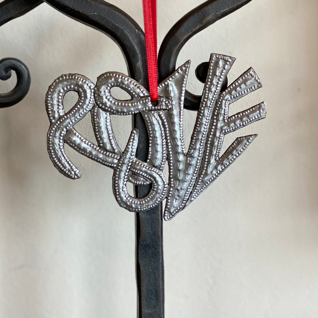 Love Hearts, Positive, Hope, Metal Wall Art, Milagro Sacred Heart, (Set of 2) Haitian Metal, Recycled Steel 4 x 3 Inches