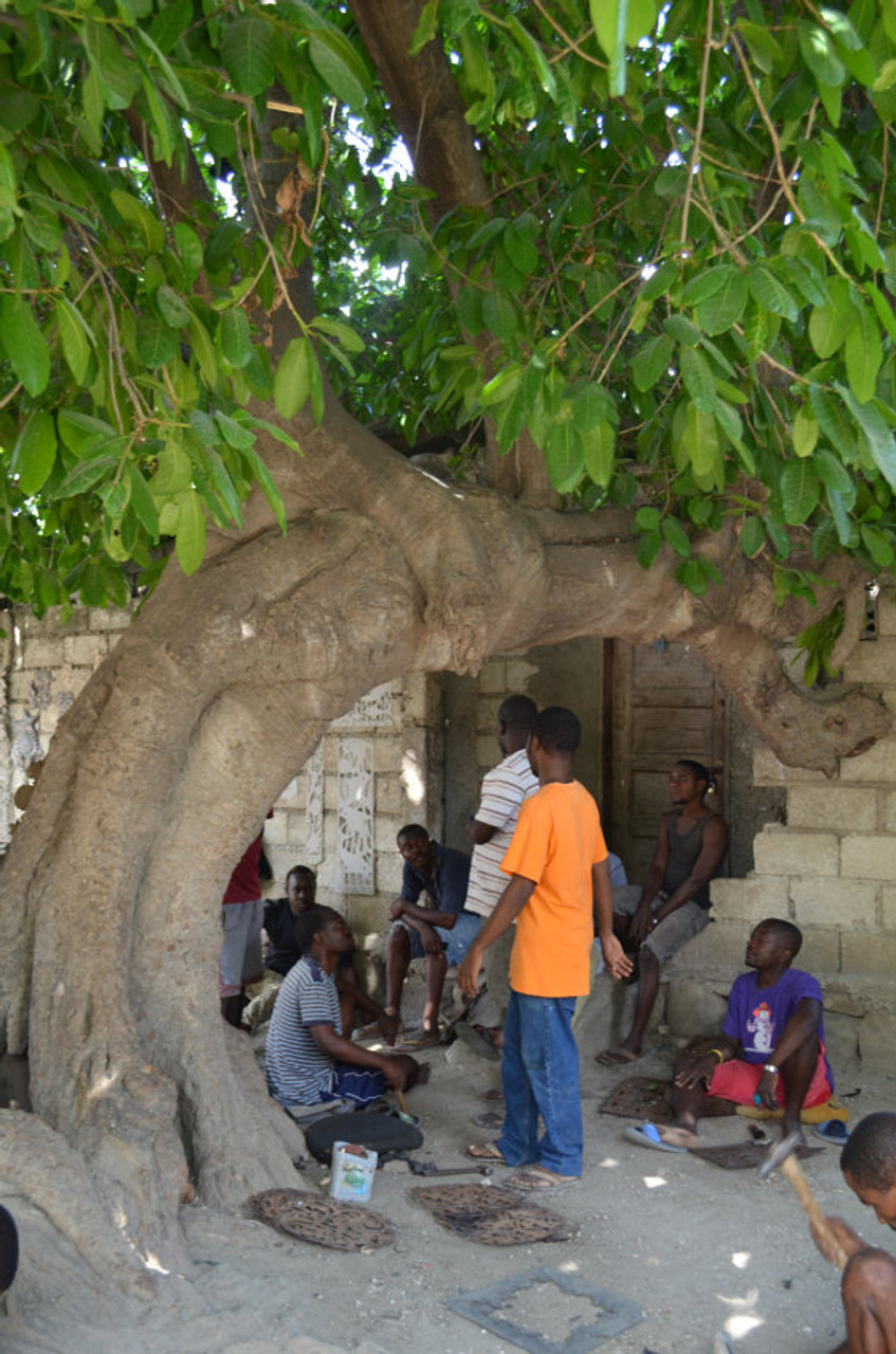 Under the tree art, haiti artist, fair trade recycled art