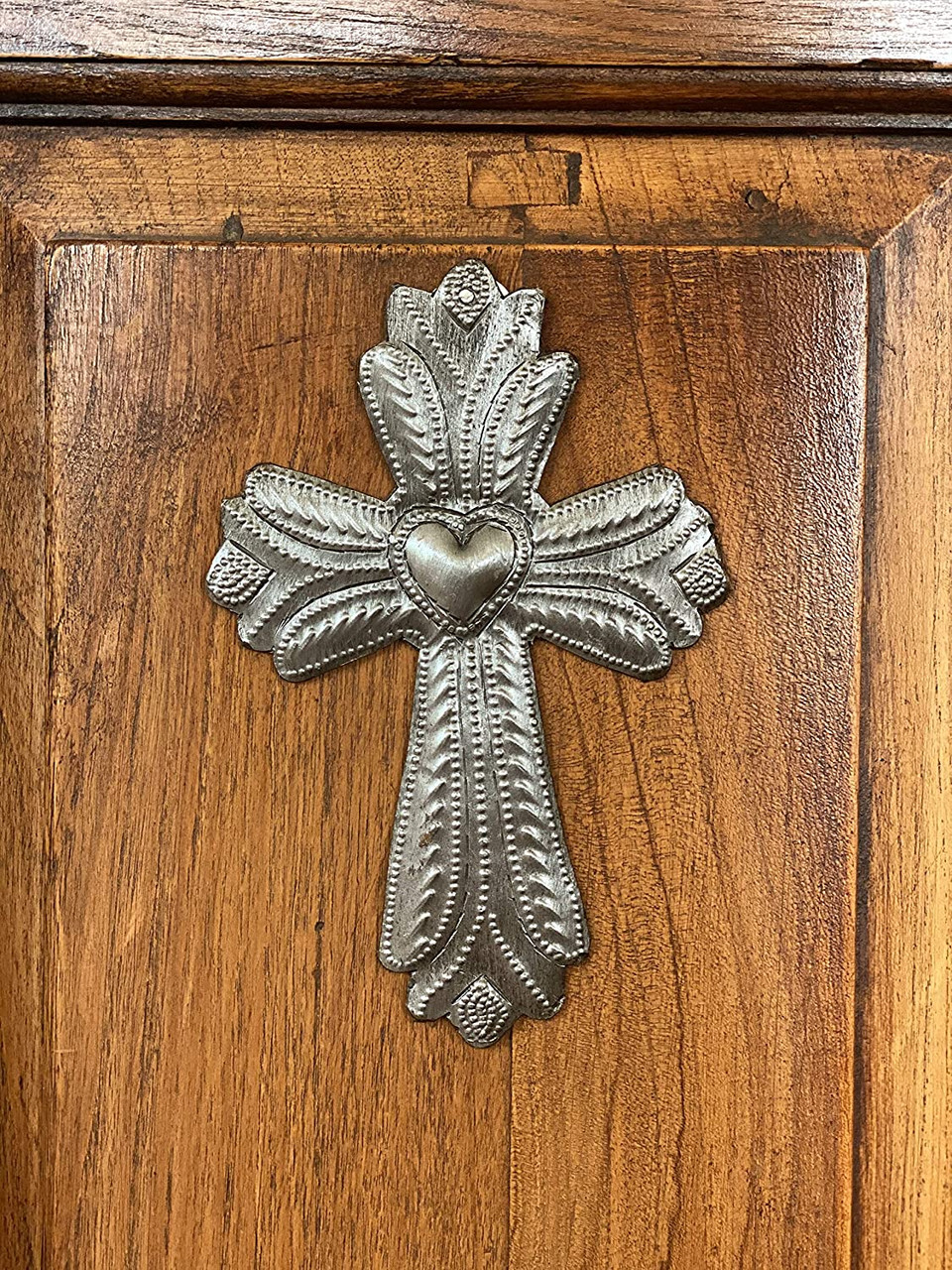 Small Cross with Heart, Handmade in Haiti, Wall Hanging Collection, Decorative Milagro Charms 4 x 6 Inches Small Cross with Heart, Handmade in Haiti, Wall Hanging Collection, Decorative Milagro Charms 4 x 6 Inches