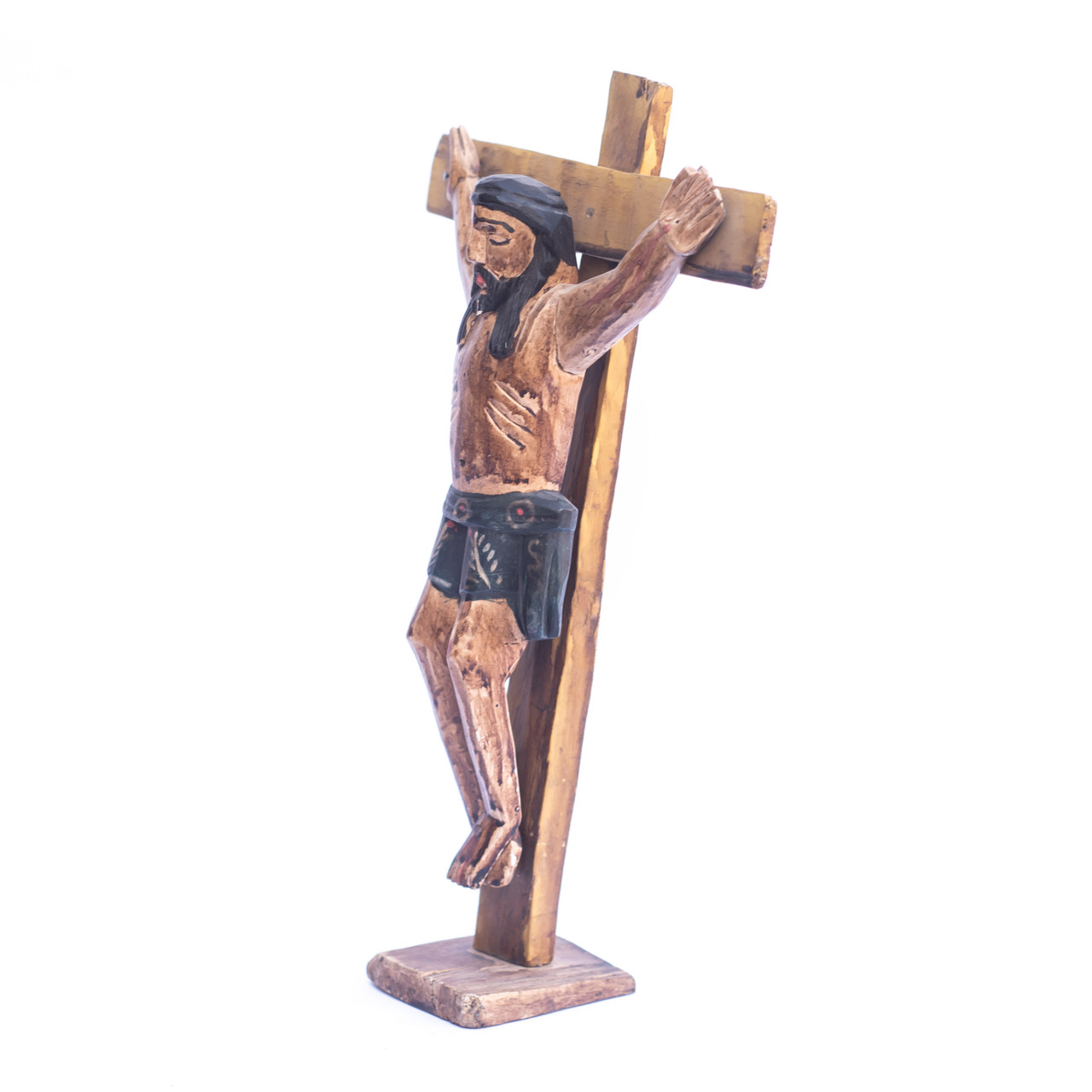 標本 Guatemala Pantodinus klugi 42mm Handmade Folk Art, Jesus on Cross, Guatemalan Religious Wooden Art