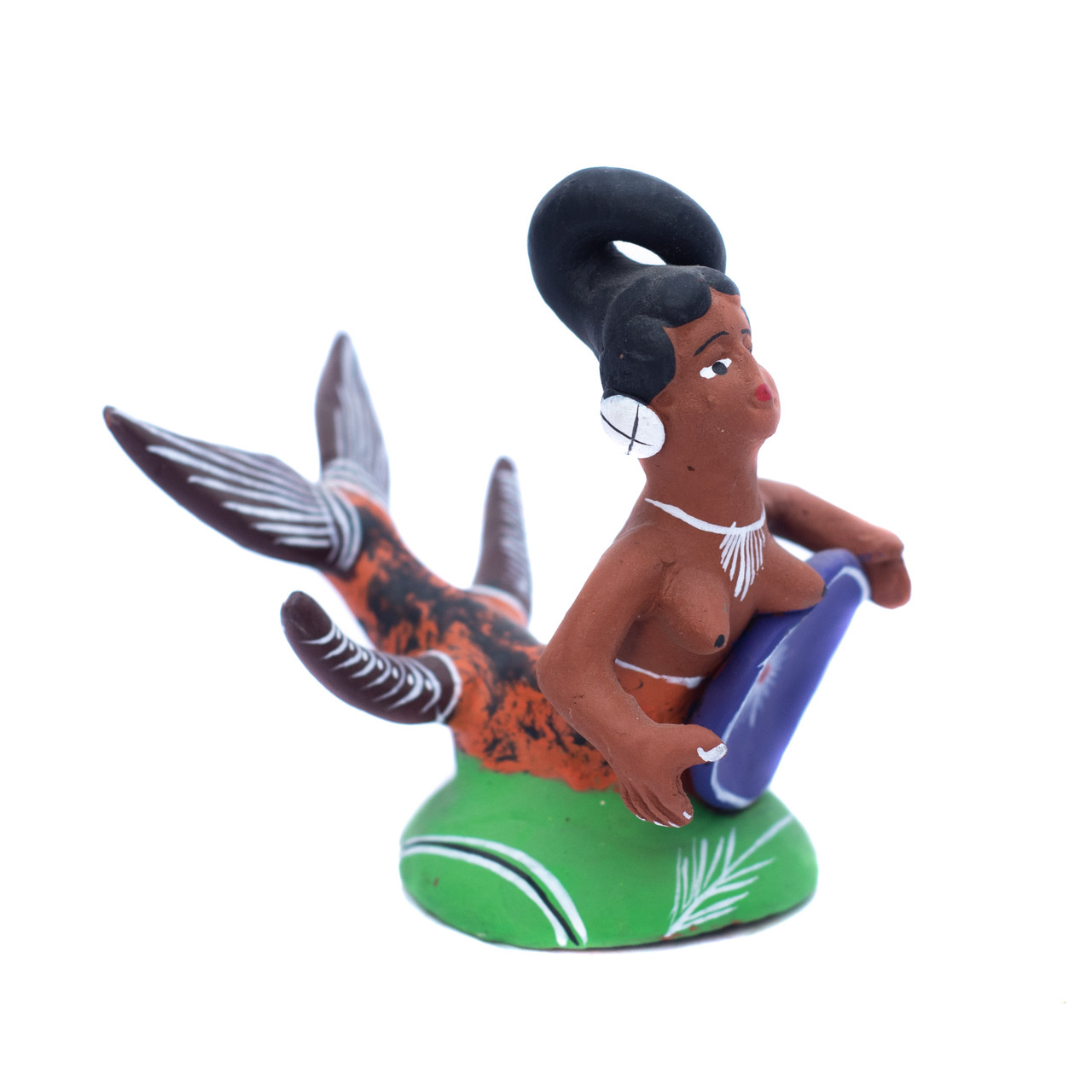 Vintage Clay Mermaid, Vintage Mexican Folk Art, Vintage Mexican Sculpture 