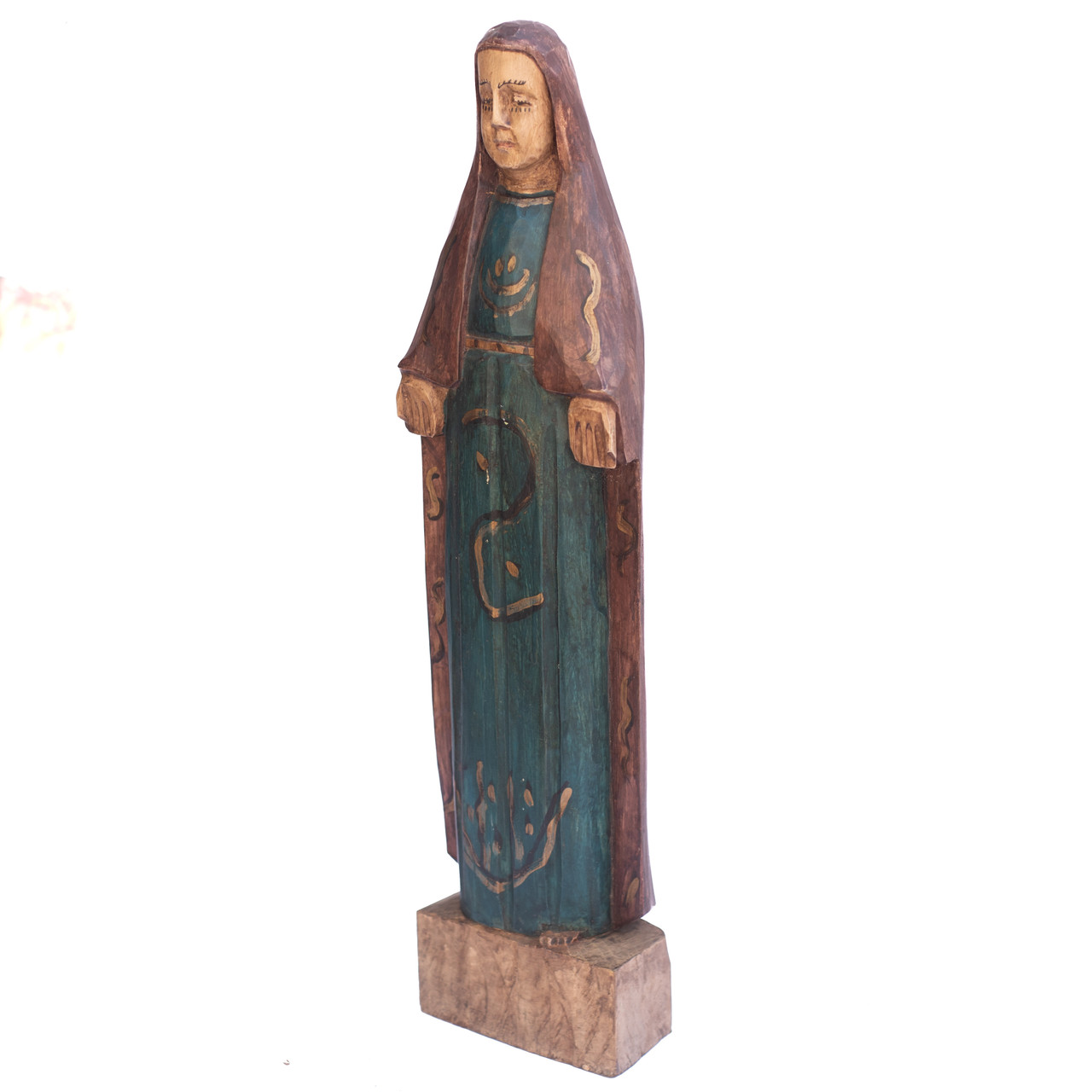Wooden Virgen Guadalupe, Wooden Religious Decor, Wooden Catholic Sculpture