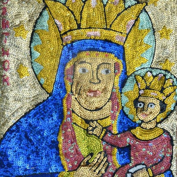 Voodoo Flag, Voodoo Ceremonial Flag, Madonna & Child 