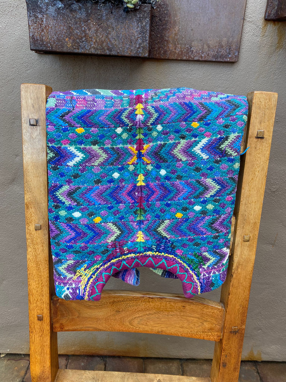 Authentic Blue Huipil, Colorful Huipil, Vintage Guatemalan Textile, San Pedro Saquetapquez Huipil 
