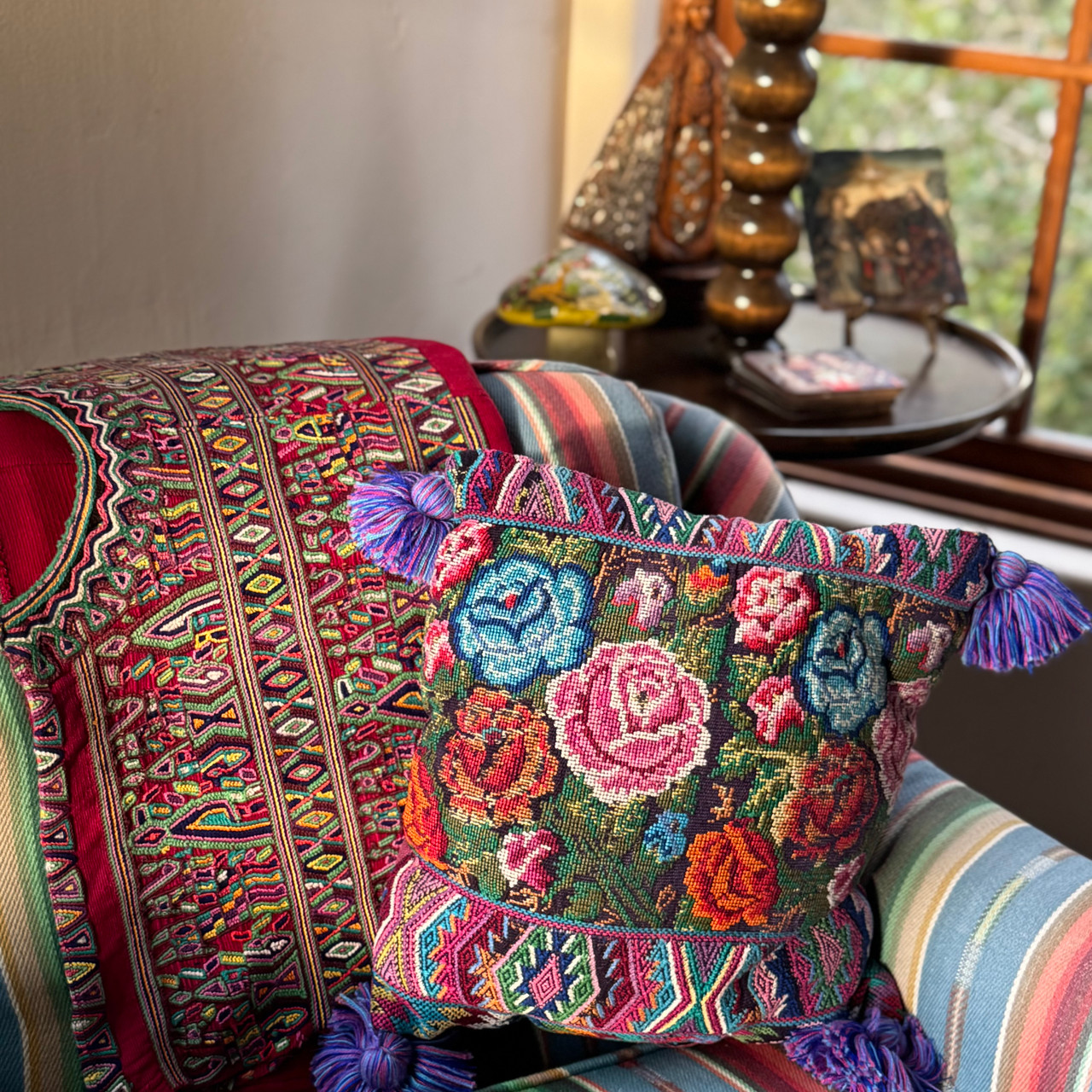 vintage ethnic blouse, collectible huipil, artisan woven, red huipil, traditional clothing, Mayan art, textile heritage