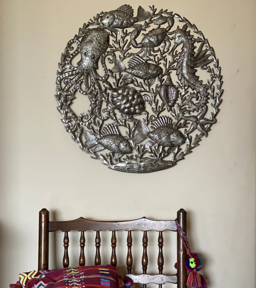 Metal Sea Turtle Decor, Metal Sea Turtle & Crab Decor 