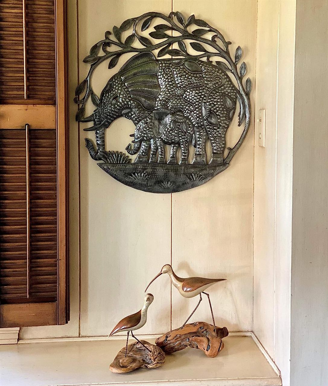 Hand made Elephant Wall Decor, Fair Trade Haiti, African Theme Art