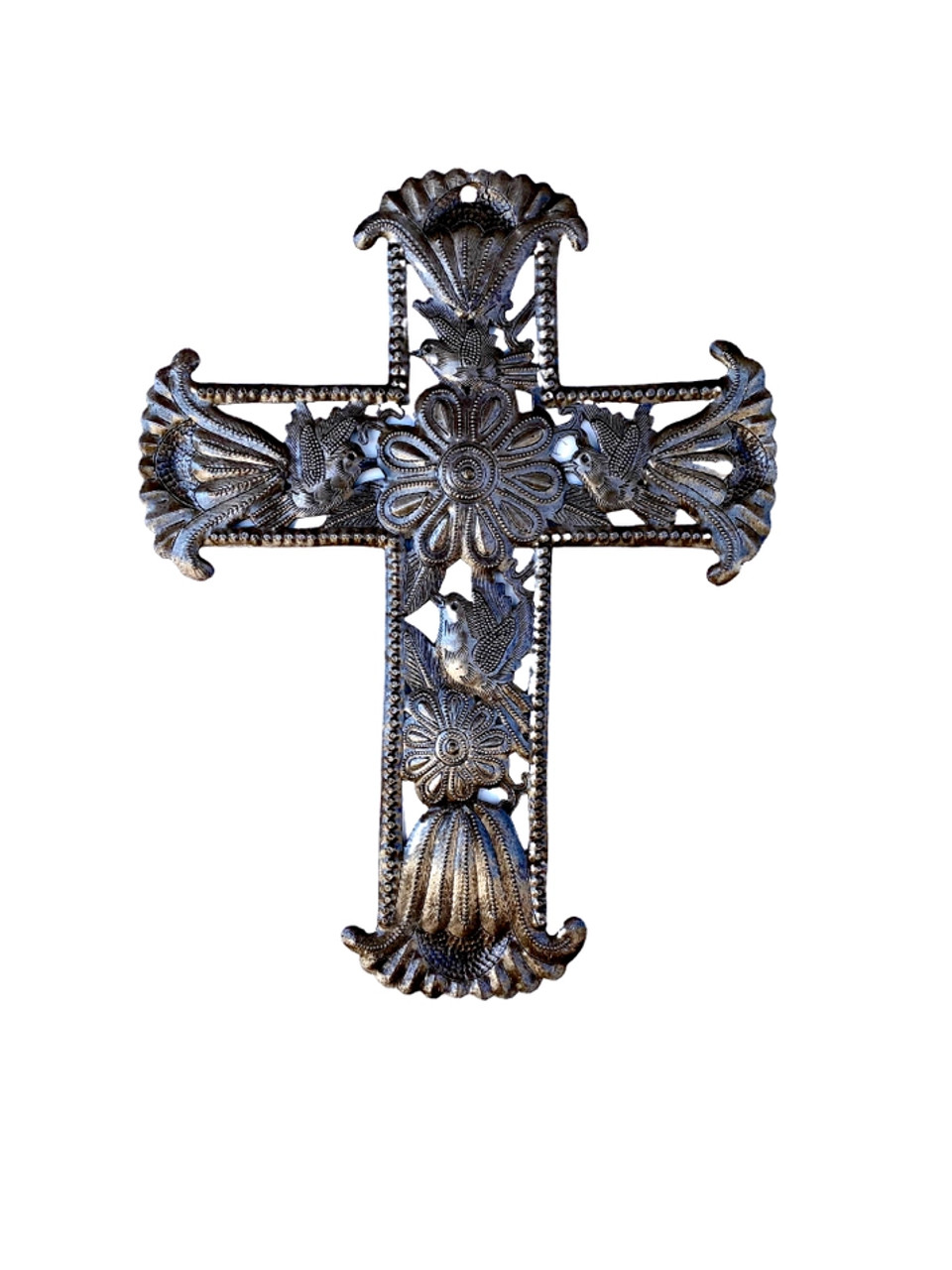 Metal Cross Home Decor, Folkart Religious Cross, Sacred Wall 8.5 x 11 Inches