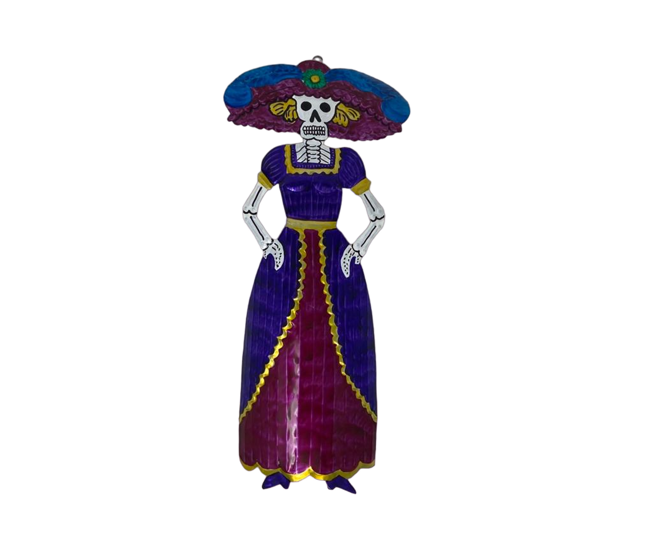 Catrina, Tin Catrina, Tin Catrina Ornament, Catrina Ornament, Handcut Tin Ornament, Mexican Day of the Dead Ornament, Mexican Dia de los Muertos Ornament, Vintage Mexican Tin Folk Art, La Catrina, Day of teh Dead Home, Halloween Home Decor 