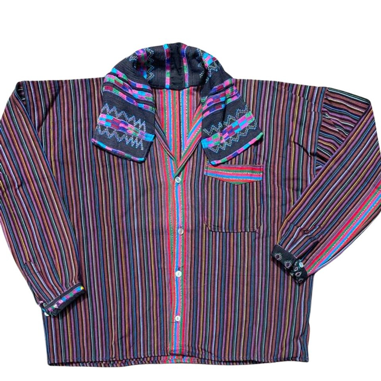 Vintage Guatemalan Folk Art, Vintage Guatemalan Men Button Up Shirt