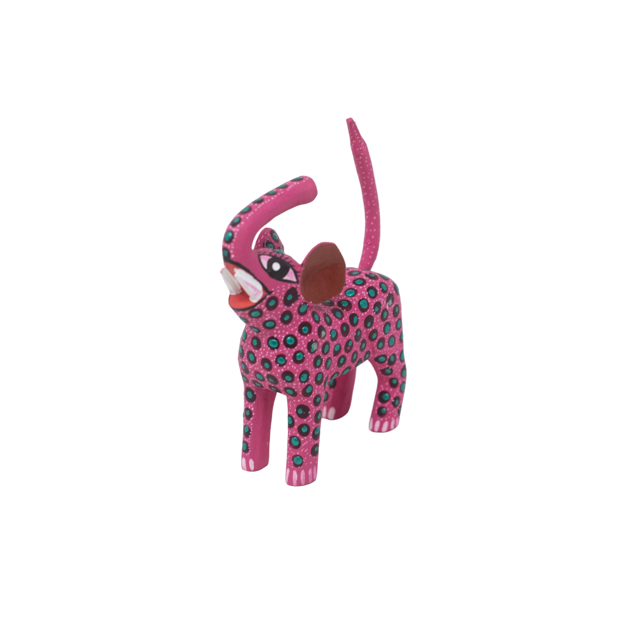 Handcarved Oaxacan Alebrije, Pink Elephant with Green Dots, Traditional Mexican Folk Art