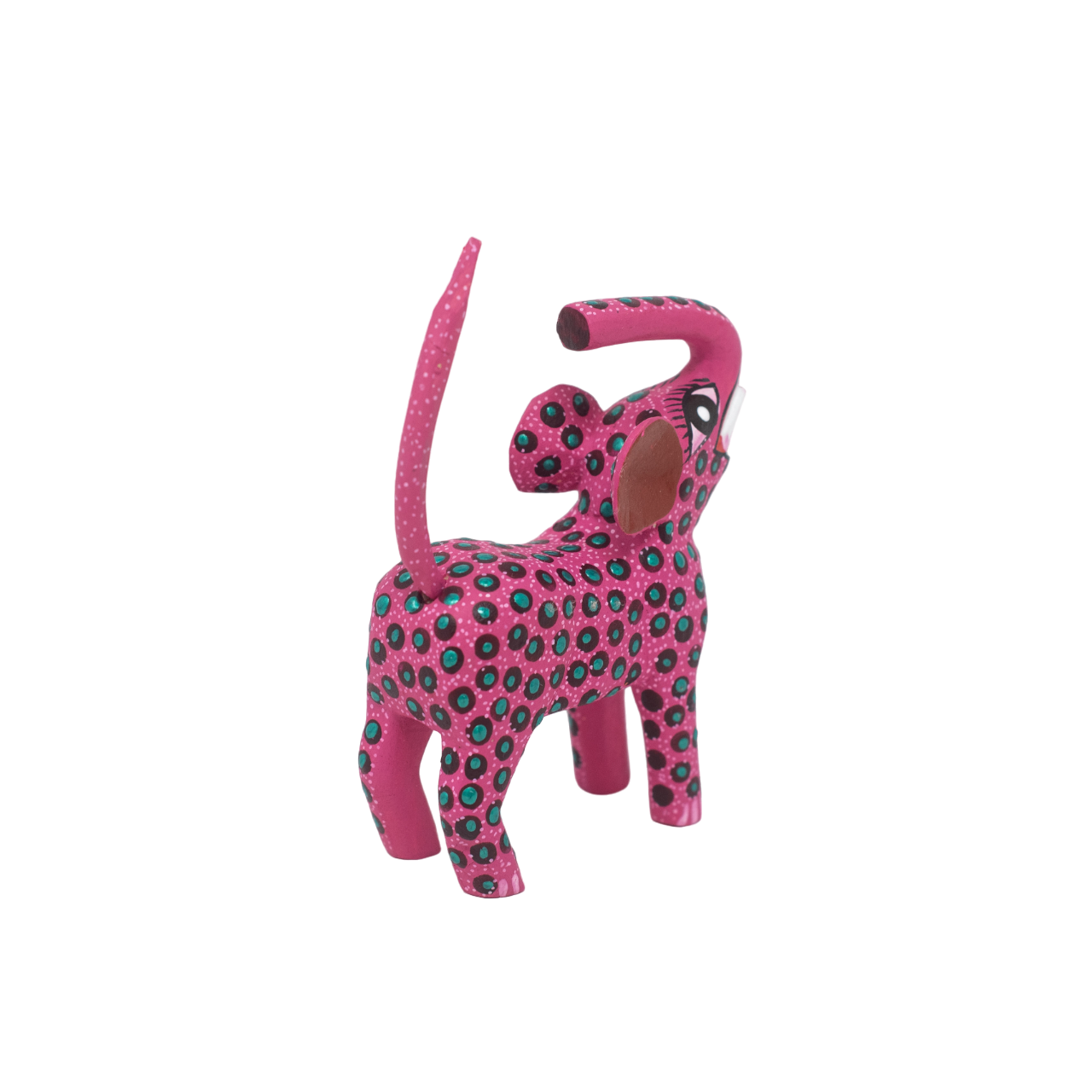 Handcarved Oaxacan Alebrije, Pink Elephant with Green Dots, Traditional Mexican Folk Art