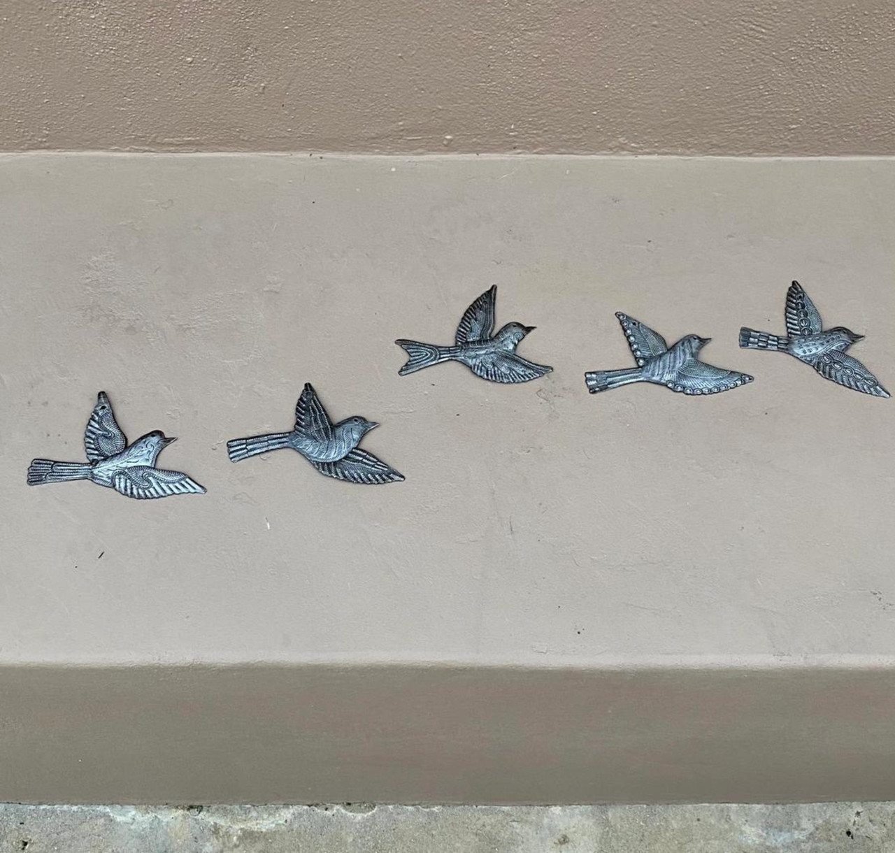 Set of 5 Fine Detail Birds, Wall Hanging Birds facing Right, Handmade in Haiti, Garden Home Decor Set of 5 Fine Detail Birds, Wall Hanging Birds facing Right, Handmade in Haiti, Garden Home Decor